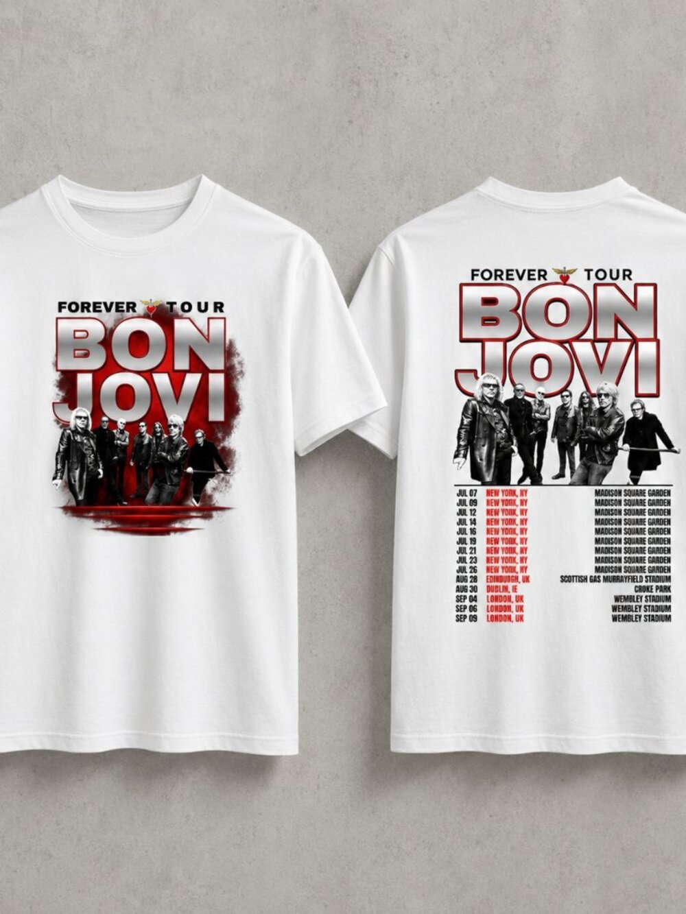 Bon Jovi Forever Tour Double Sided White Rock Concert T-Shirt